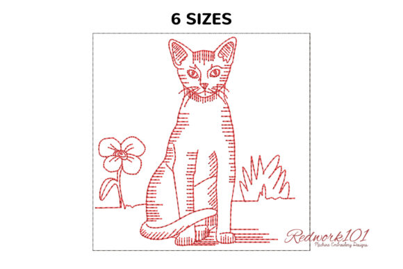 Abyssinian Cat Sitting Redwork Review