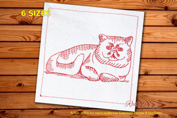 Fluffy Exotic Shorthair Cat Redwork Review