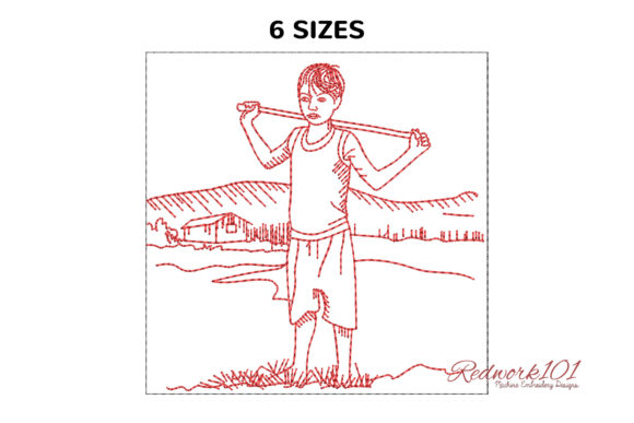 Village Boy Standing in Farm: Embroidery Design Review